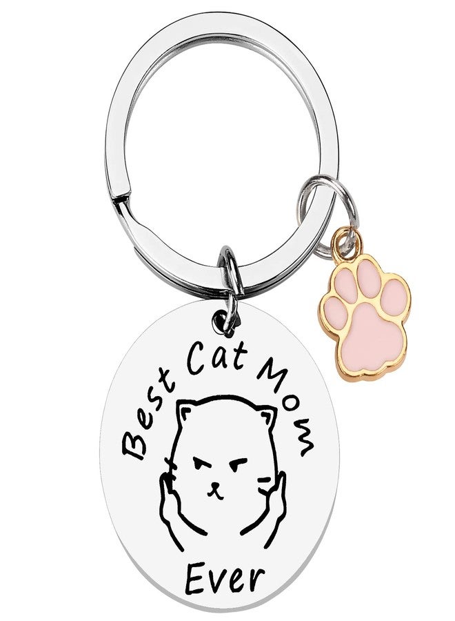 PLwelth Cat Mom Keychain Funny Mom Gift Keychain for Women Cats Tag Pendent Mother Car Keyring New Puppy Cat Keyring from Daughter Son Husband for Birthday Mother’s Day Valentine's - Image 1